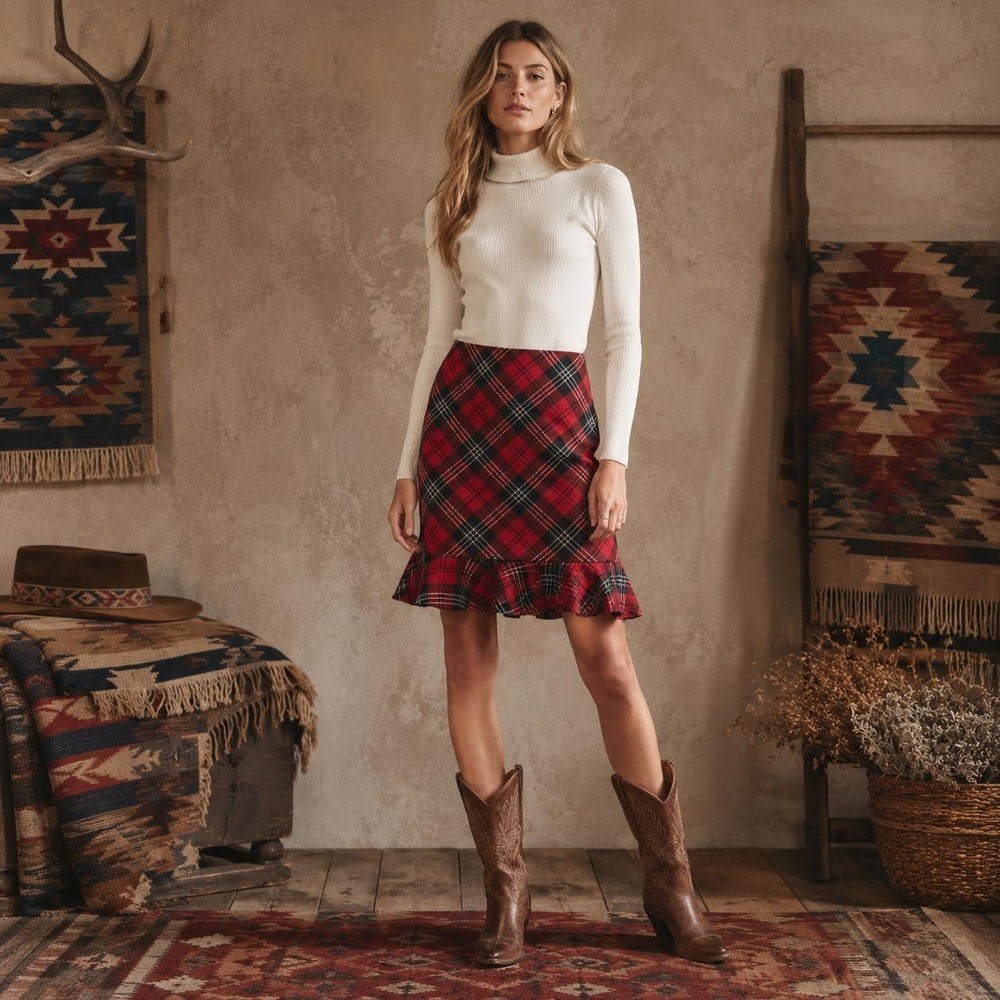 PENDLETON Women's Midi Skirt 14 Tratan Plaid 100% Virgin Wool Vintage USA MADE